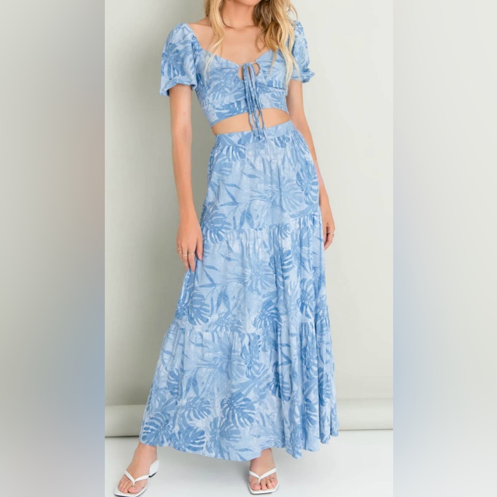 Two Piece Set - Crop Top and Maxi Skirt